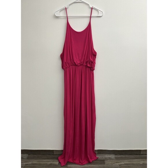 Emerald Women’s  spaghetti strap maxi dress Size 1XL Pink Pullover Elastic Waist - Picture 3 of 11